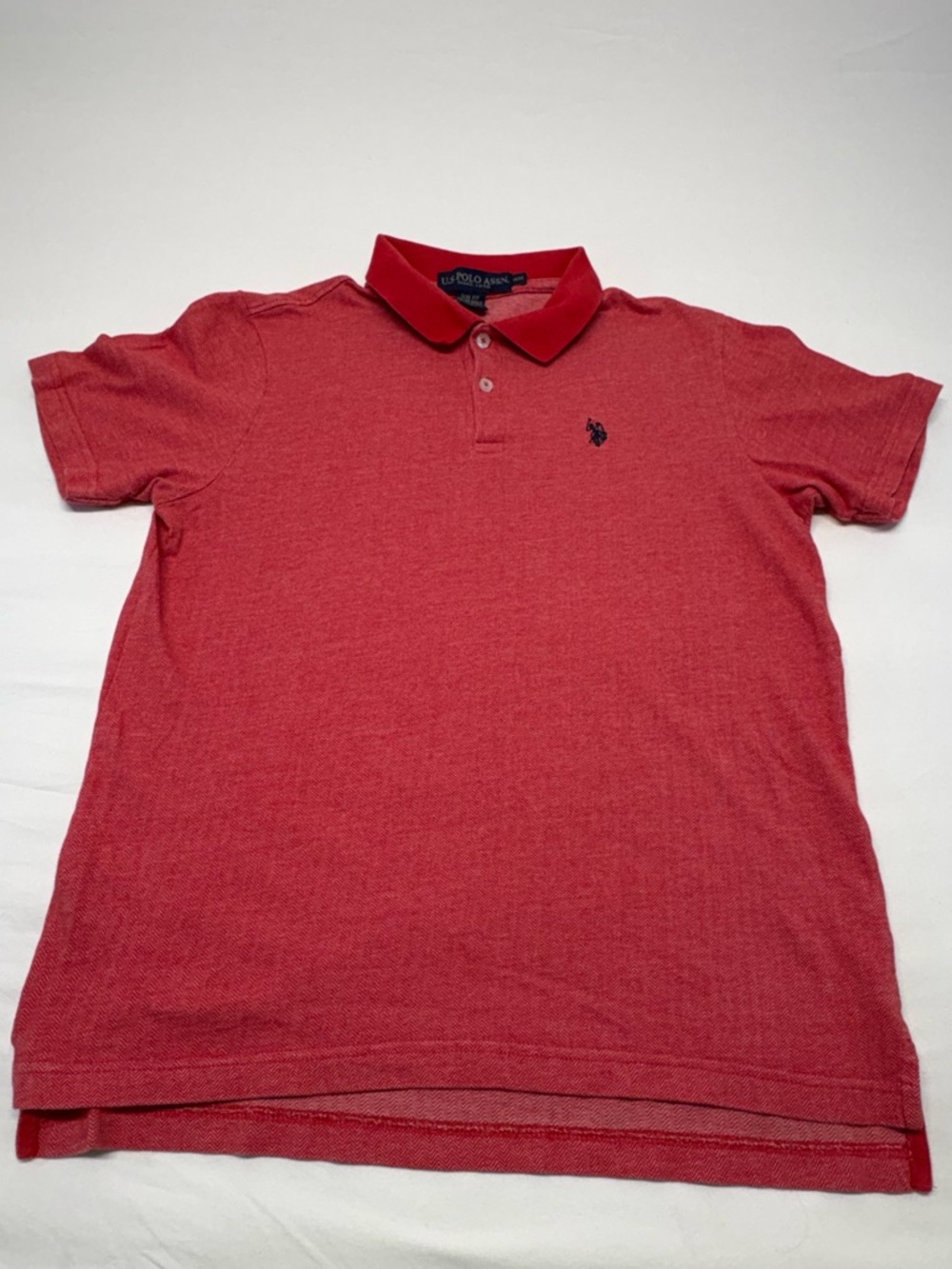 U.S. Polo Assn. Red Herringbone Knit Shirt - Classic Fit Size Medium